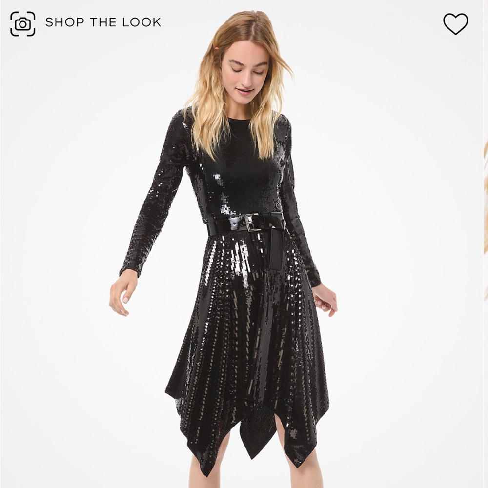 MICHAEL KORS - Black Sequin Handkerchief Dress - Size XXS